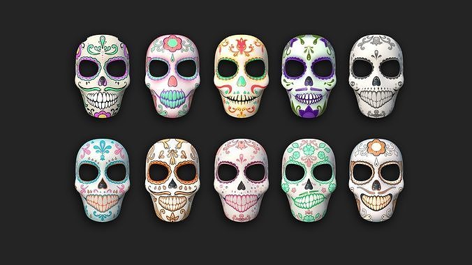 10 Dia de Los Muertos Masks A Collection - Character Design 