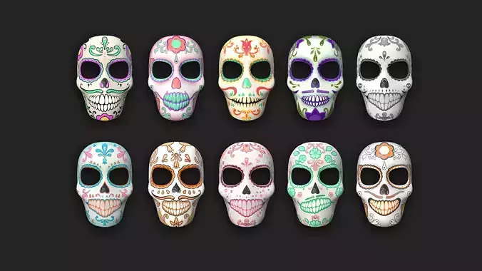 10 Dia de Los Muertos Masks A Collection - Character Design 