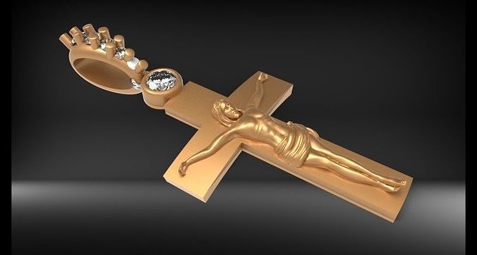 Crucifix Cross Charm Pendant Necklace Catholic Jesus 3D print model