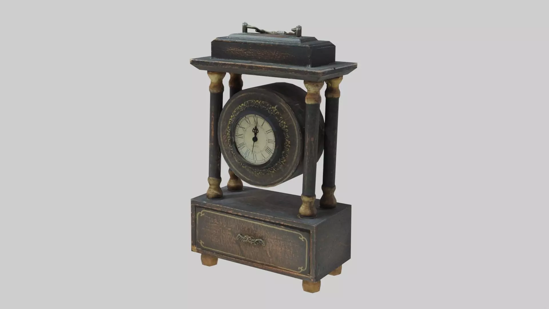 Vintage Clock Low-poly 3D model