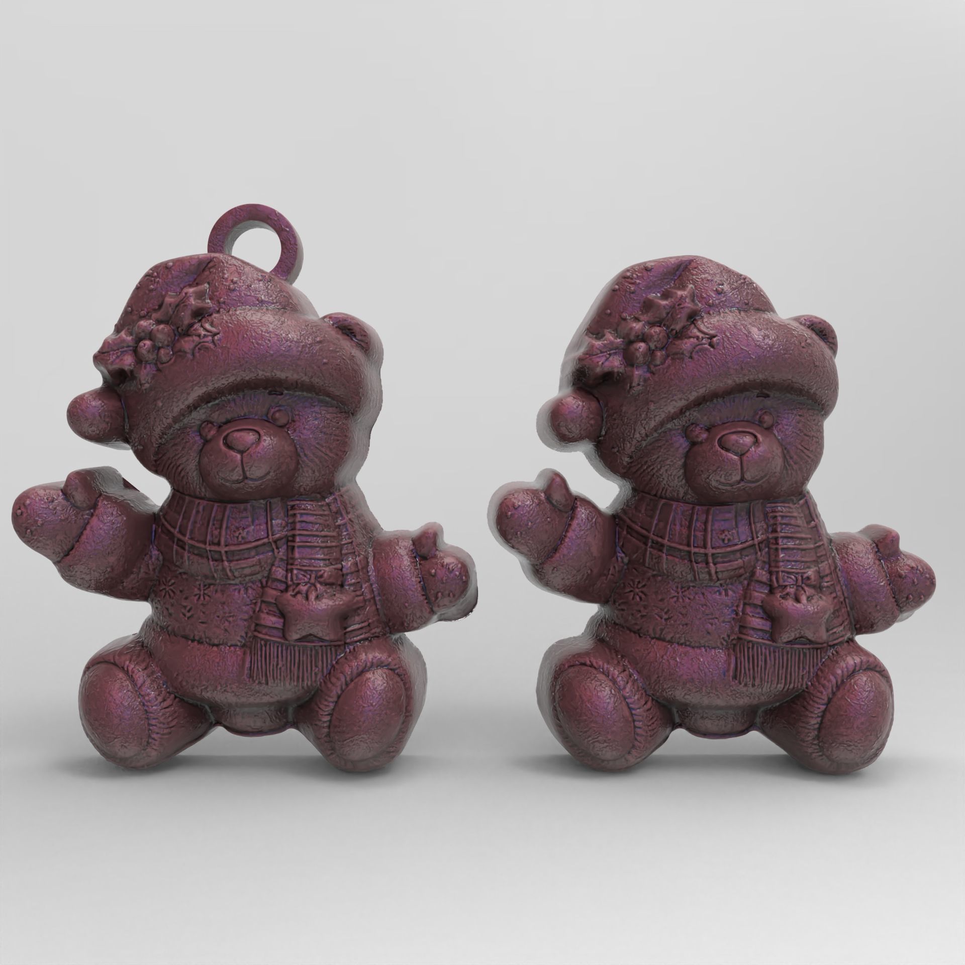 teddy christmas decoration  3D print model_2
