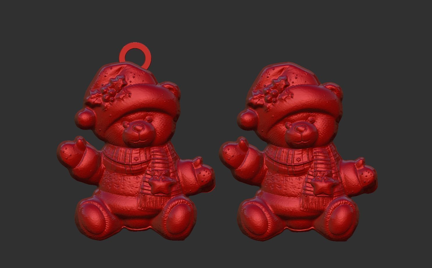 teddy christmas decoration  3D print model_5