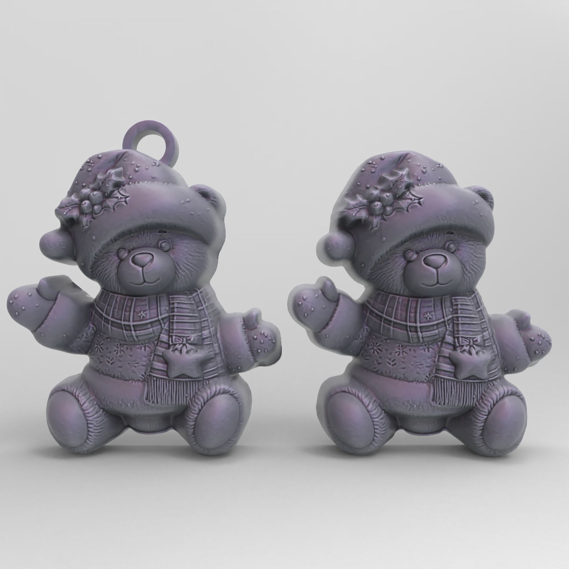teddy christmas decoration  3D print model_1