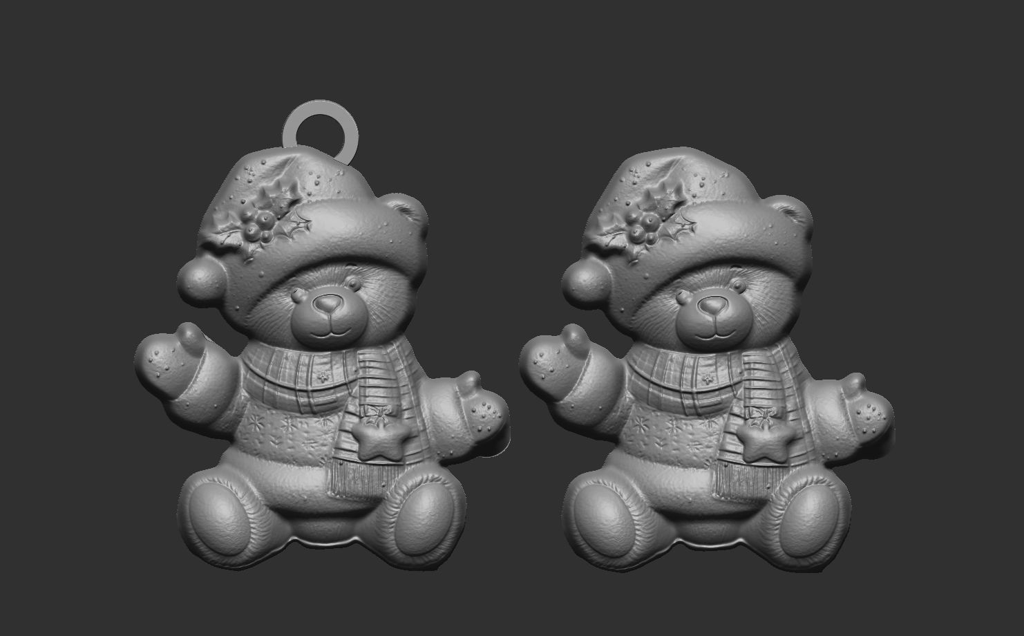 teddy christmas decoration  3D print model_6