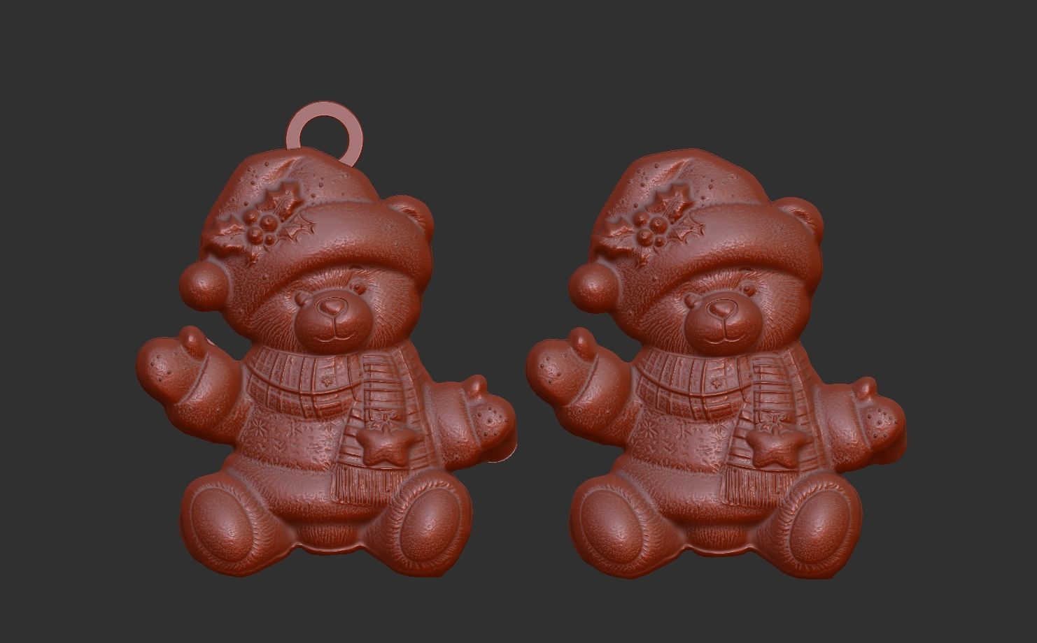 teddy christmas decoration  3D print model_4