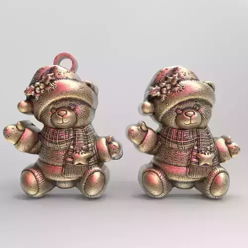 teddy christmas decoration  3D print model