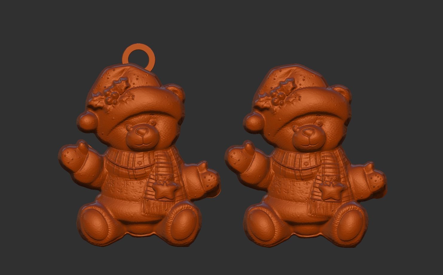teddy christmas decoration  3D print model_7