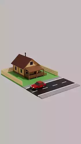 Country house low poly