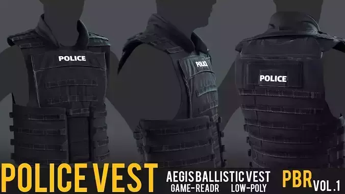 AEGIS Ballistic Vest 3D Model  British Police Gear Low-poly 3D model