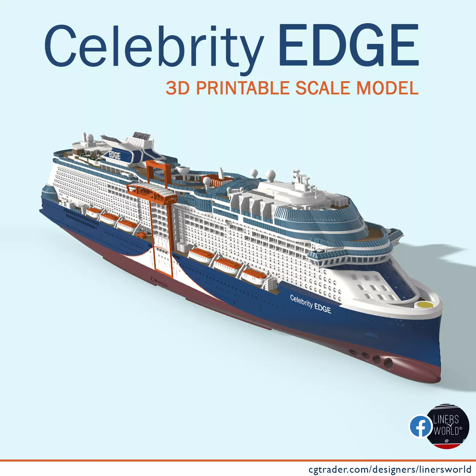 Celebrity EDGE cruise ship print ready model 3D print model_1
