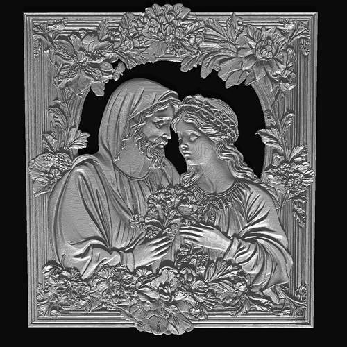 3D Holy Family Relief with Ornate Floral 