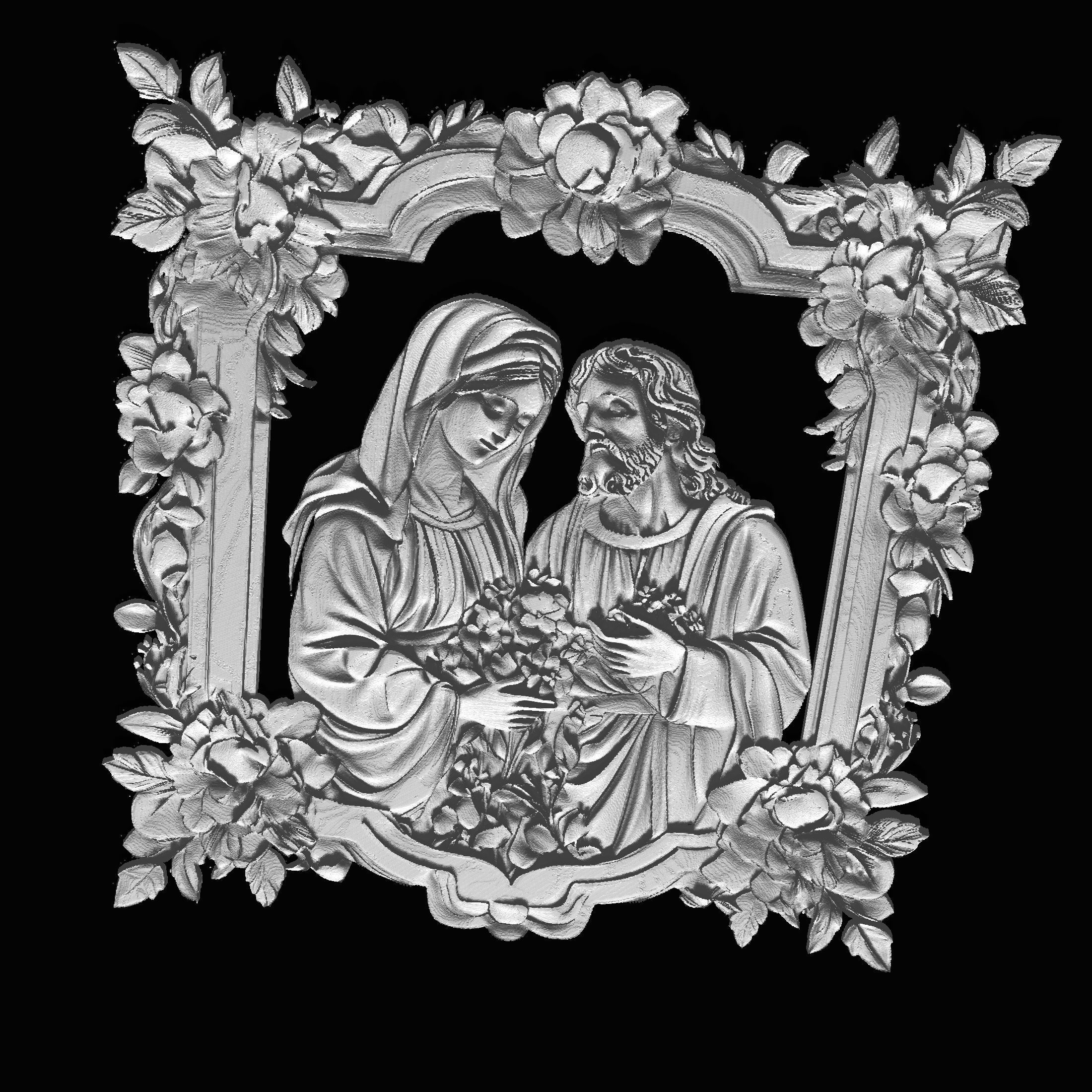 Divine Serenity in Floral Frame 3D print model_2