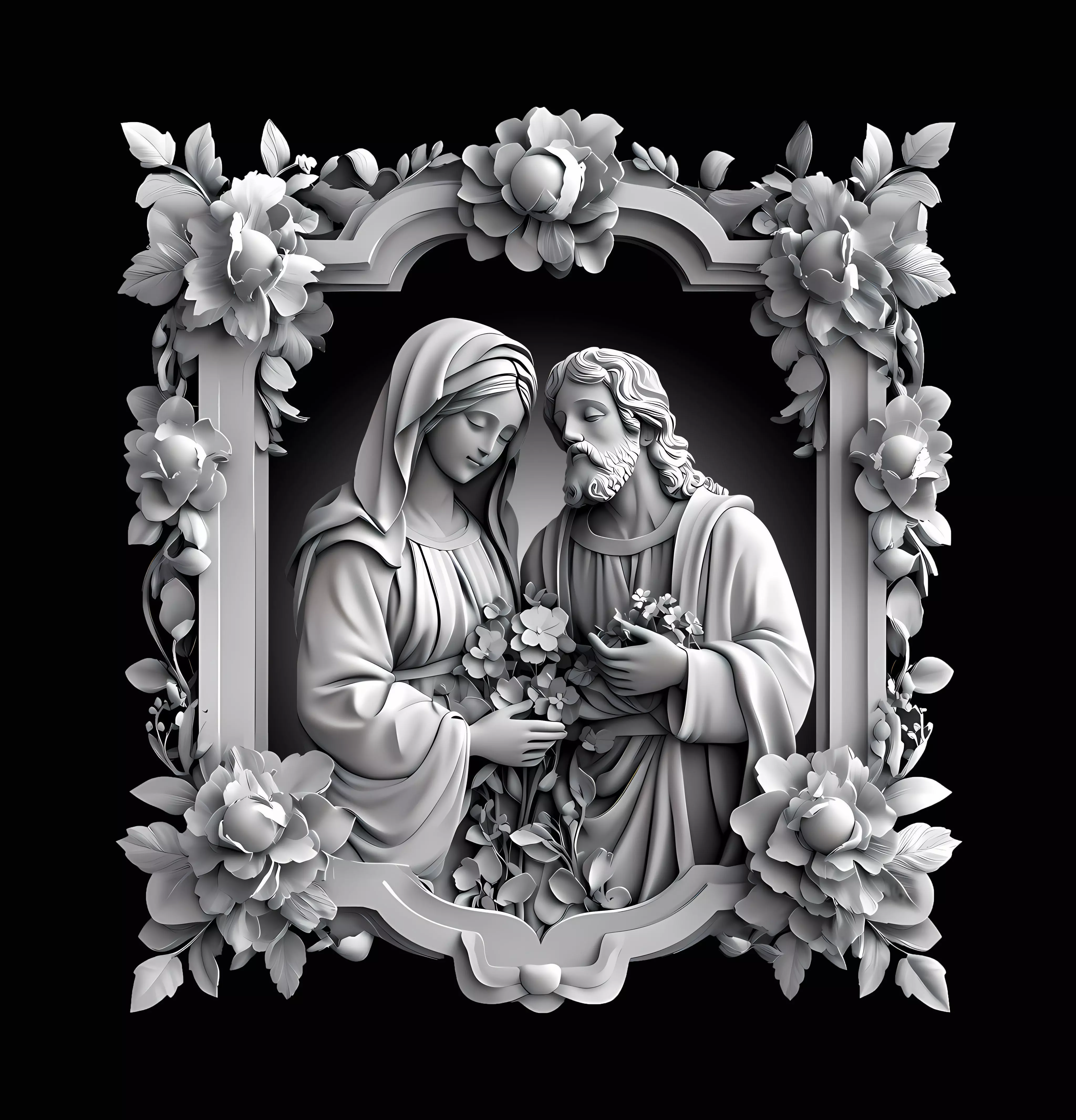 Divine Serenity in Floral Frame 3D print model_0