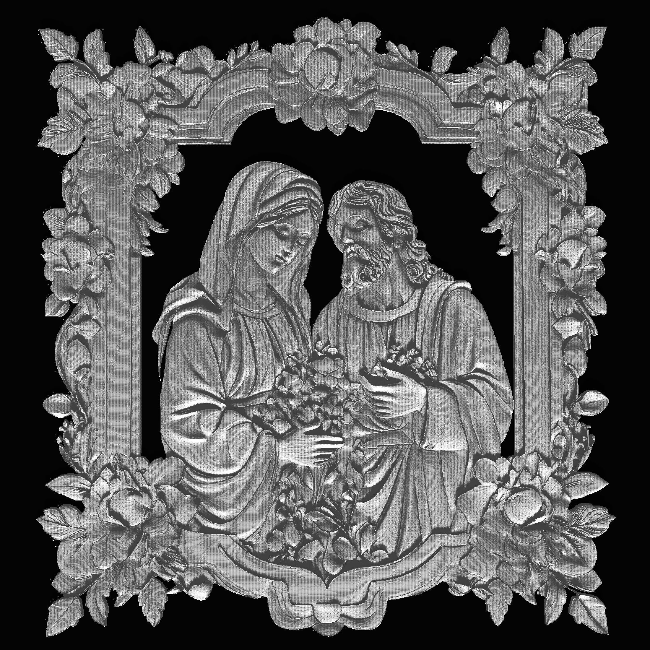 Divine Serenity in Floral Frame 3D print model_1