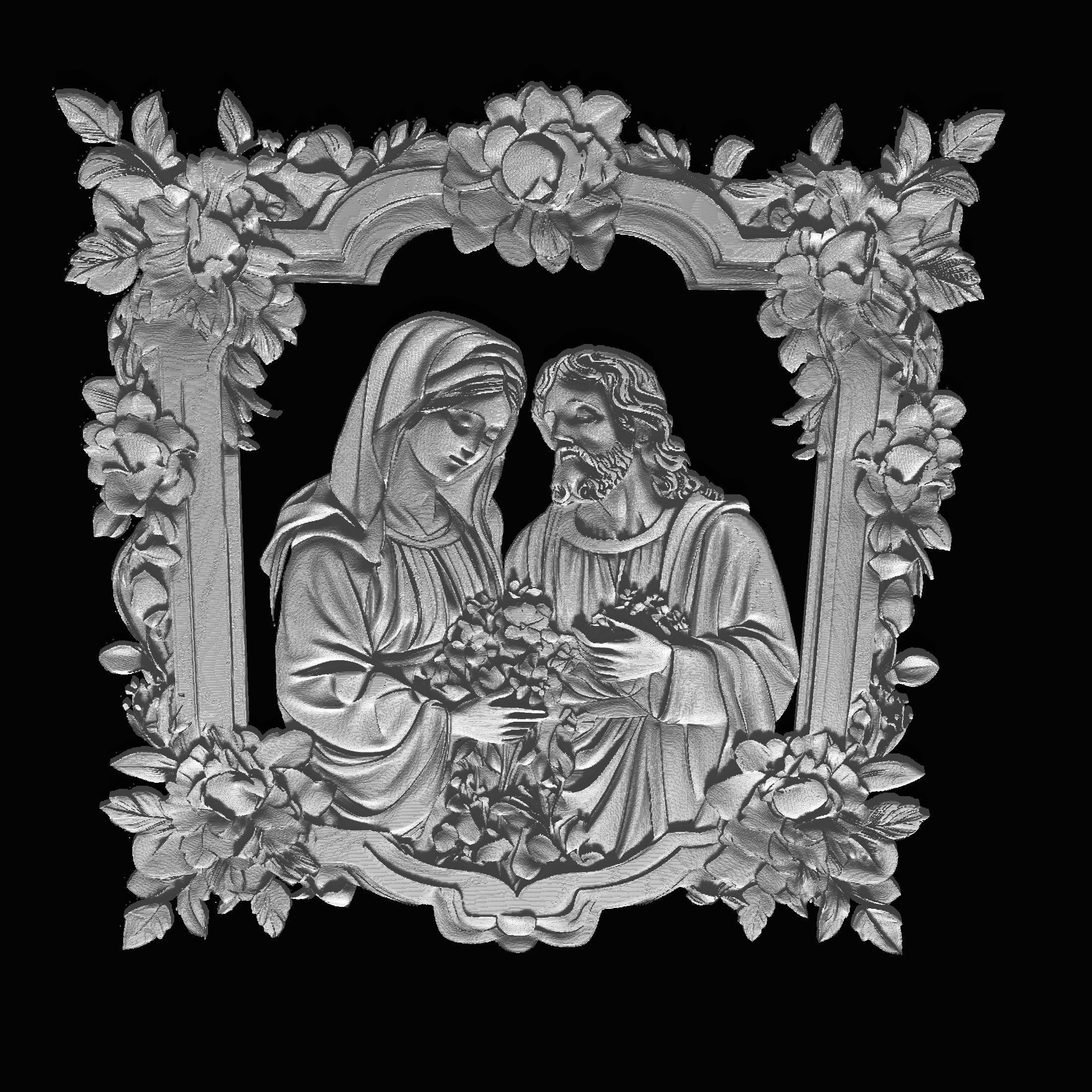 Divine Serenity in Floral Frame 3D print model_4