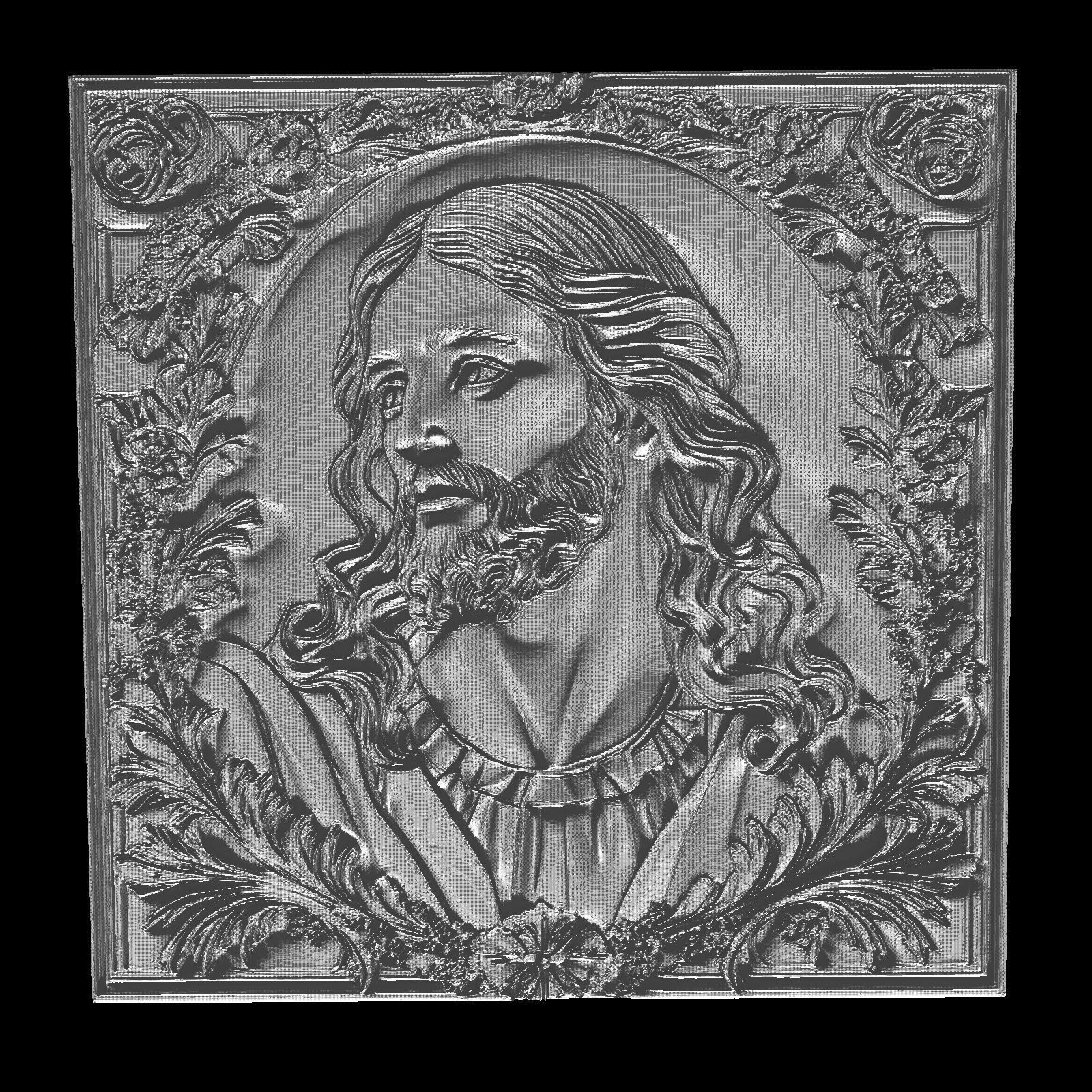 Jesus Christ Bust with Flowers and Serene Features 3D print model_1