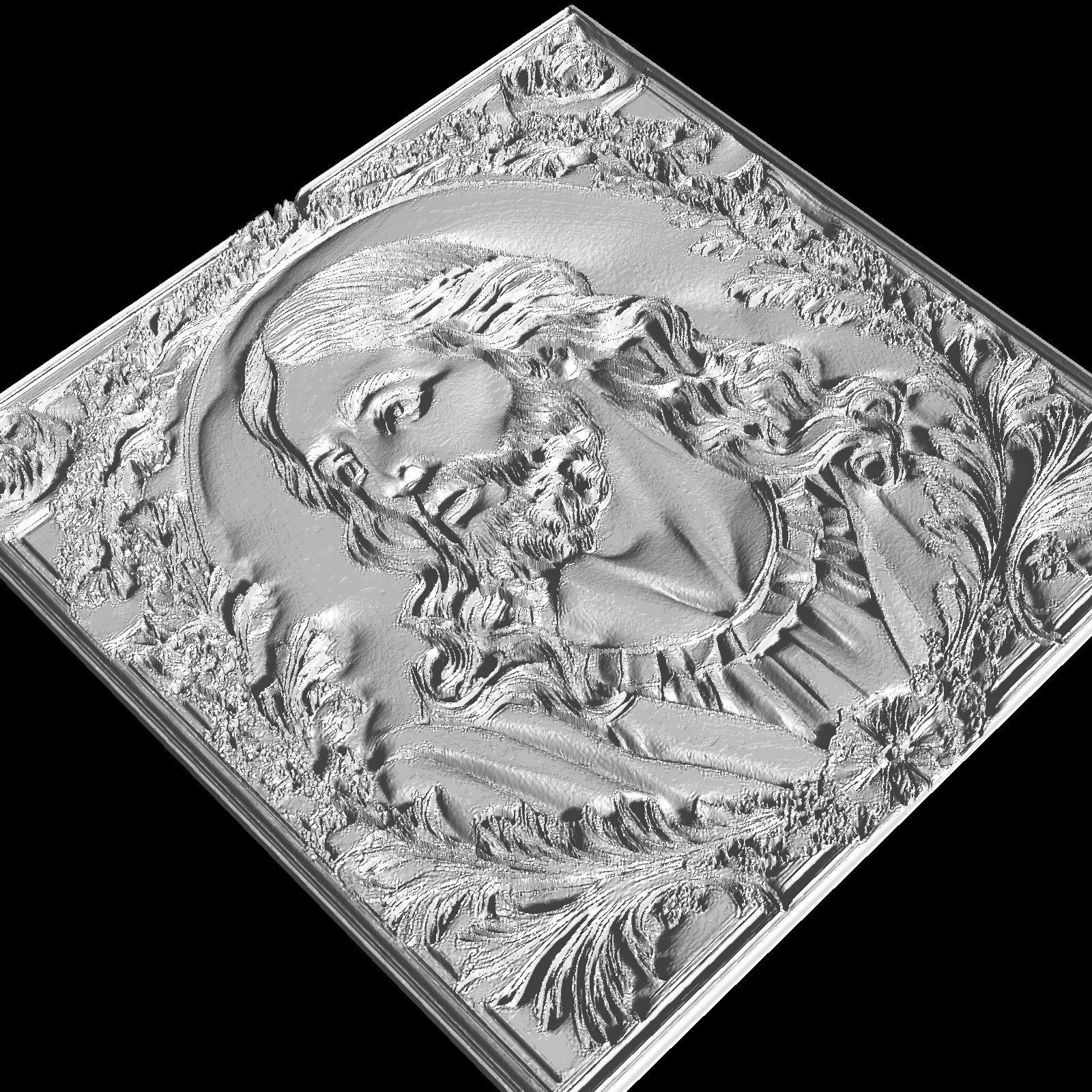 Jesus Christ Bust with Flowers and Serene Features 3D print model_4