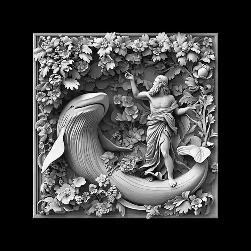 Jonah with Whale in Nature Embrace