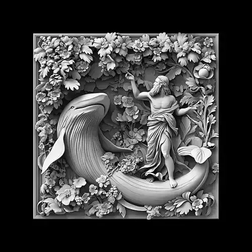 Jonah with Whale in Nature Embrace 3D print model