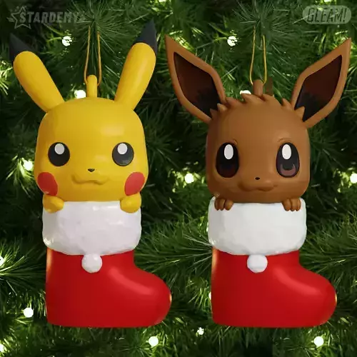 Eevee Pikachu Stocking Xmas Tree Ornaments Decoration 3D print model Eevee Pikachu Stocking Xmas Tree Ornaments Decoration 3D print model