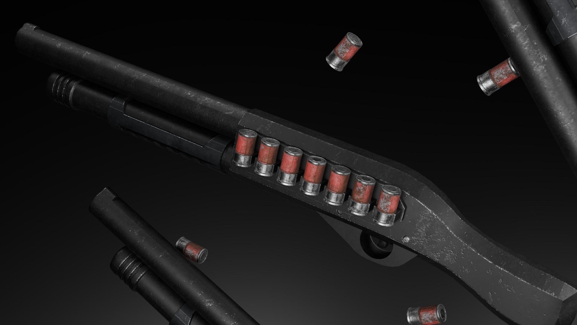 escopeta recortada Low-poly 3D model_2