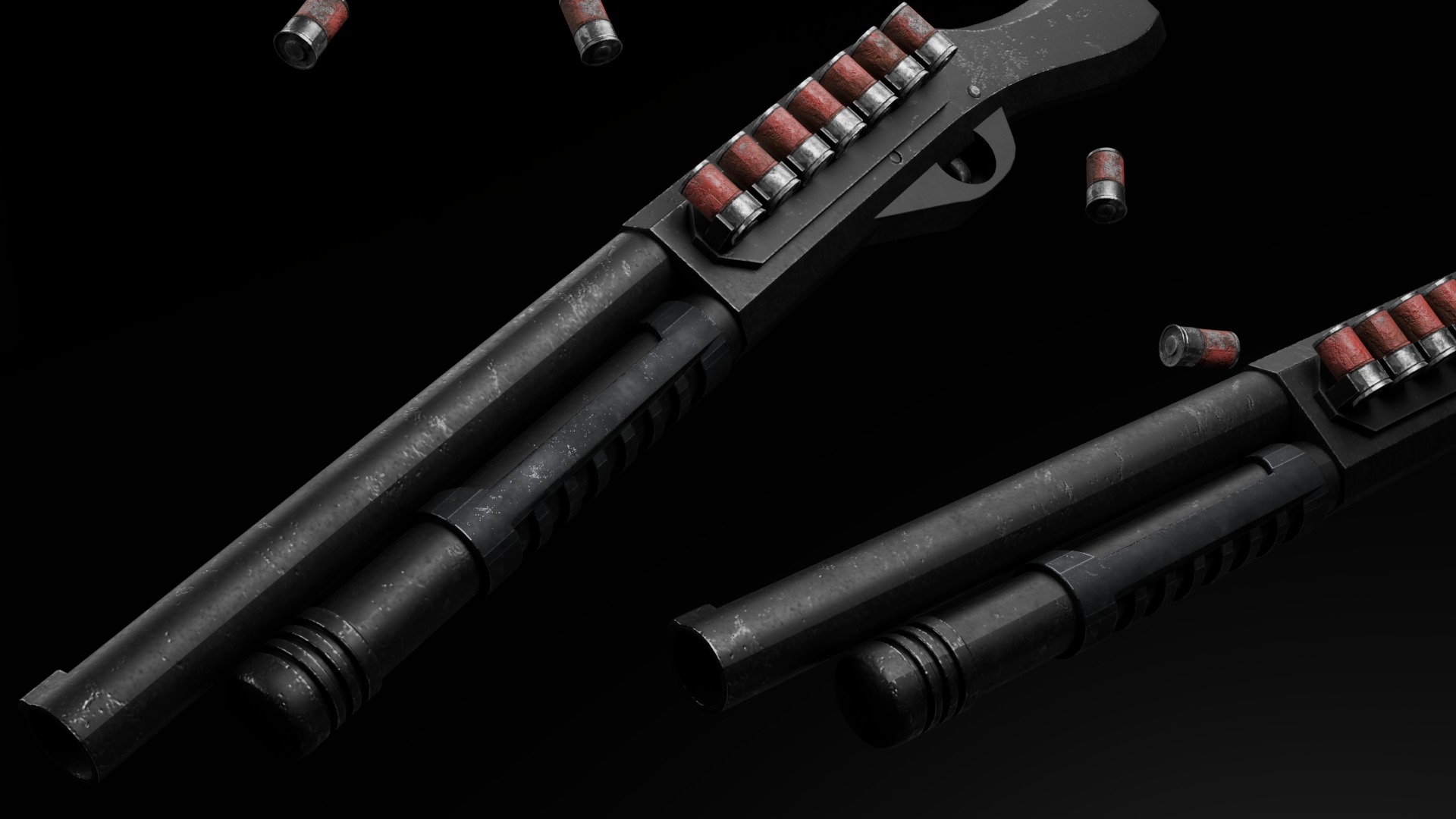 escopeta recortada Low-poly 3D model_1