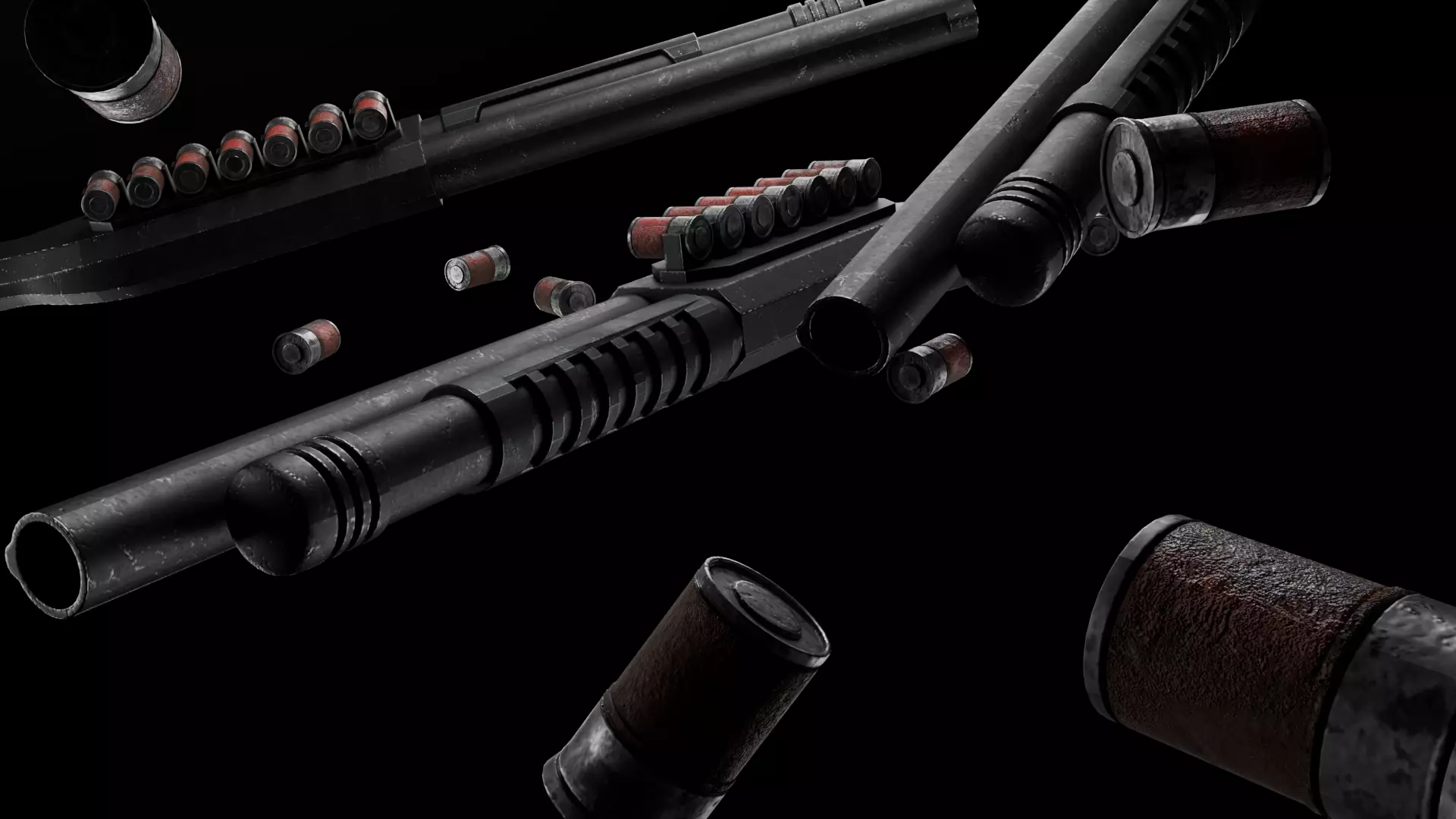 escopeta recortada Low-poly 3D model_0