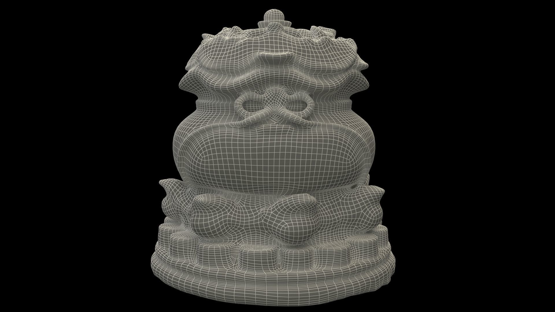 Chinese money bag  Low-poly 3D model_7