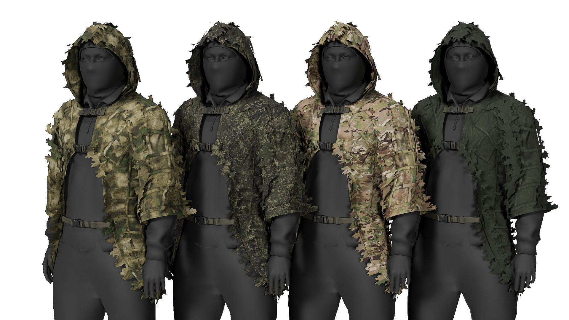Alligator Ghillie Cloak Low-poly 3D model_2