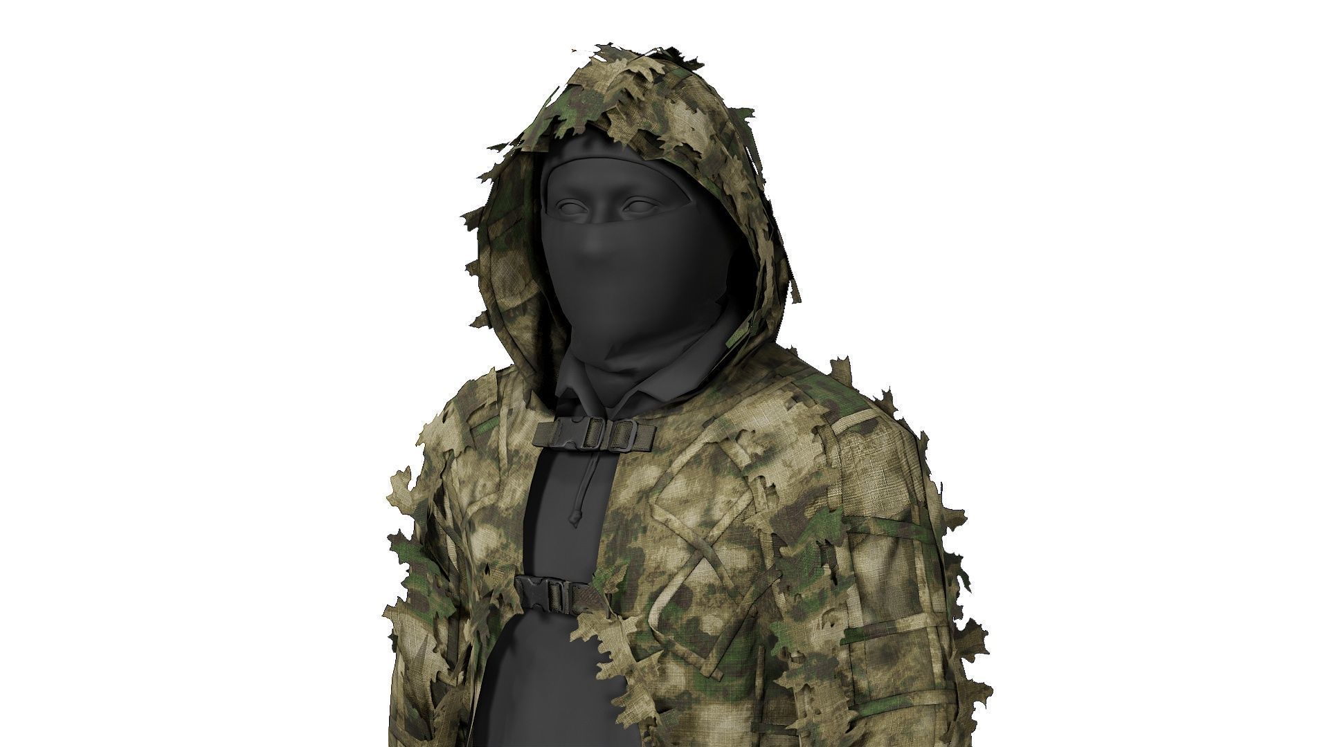 Alligator Ghillie Cloak Low-poly 3D model_3