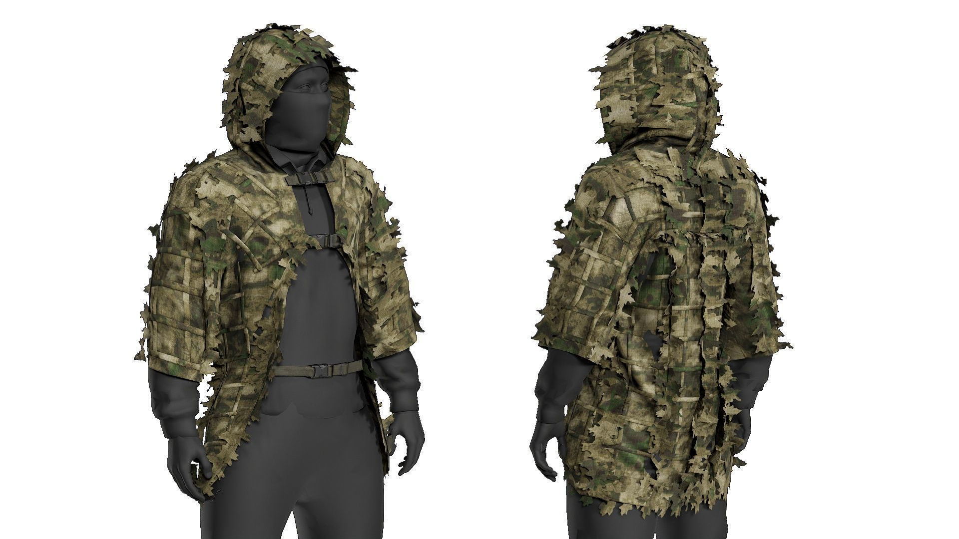 Alligator Ghillie Cloak Low-poly 3D model_1