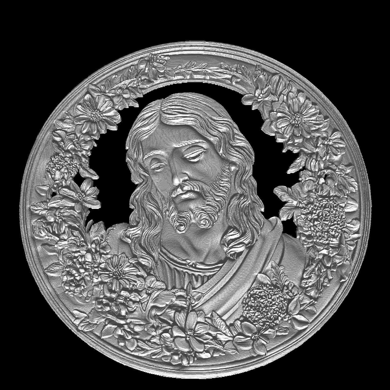 Jesus Christ Bust with Flowers 3D print model_2