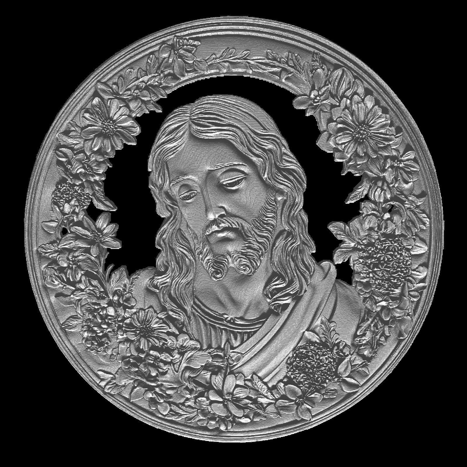 Jesus Christ Bust with Flowers 3D print model_1