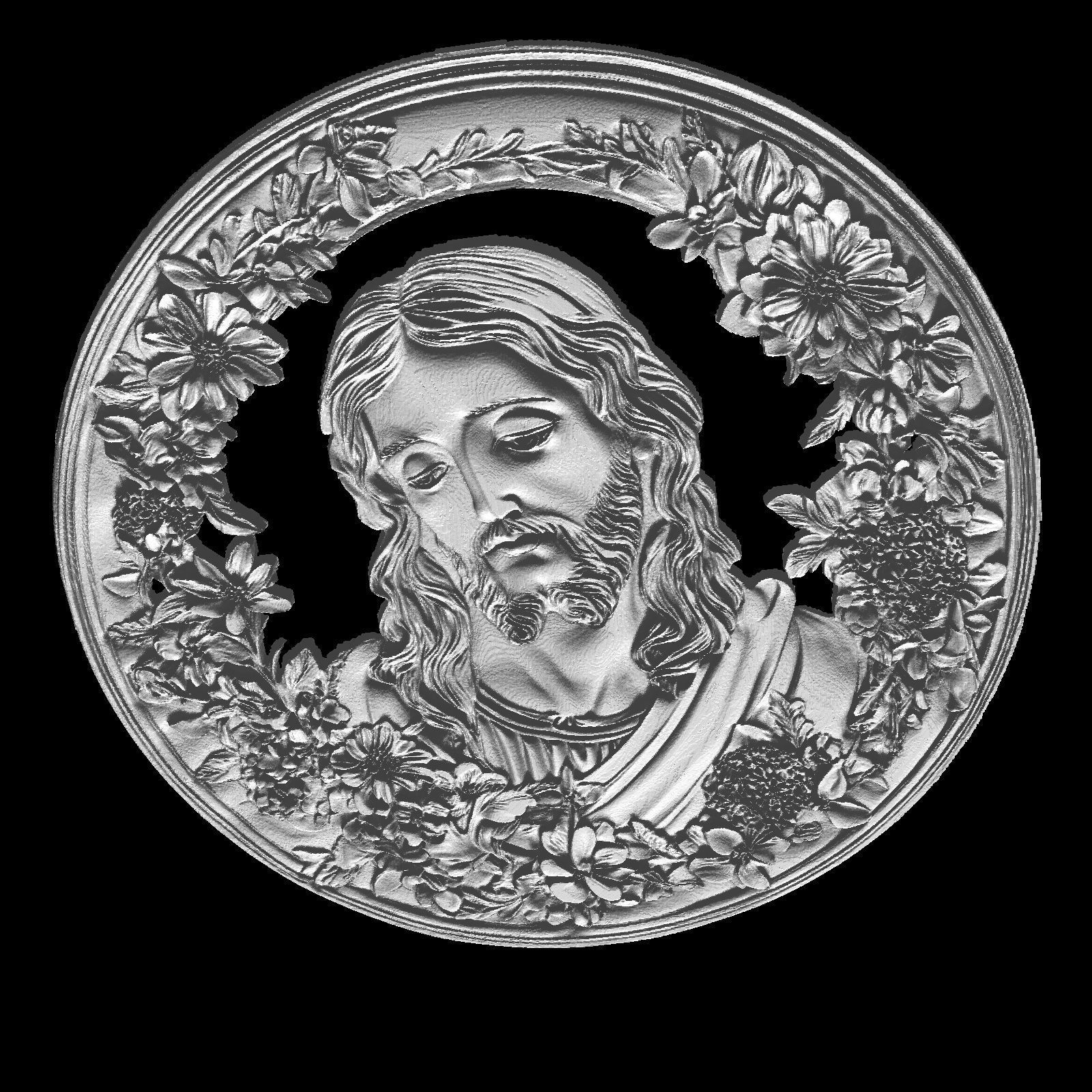 Jesus Christ Bust with Flowers 3D print model_3