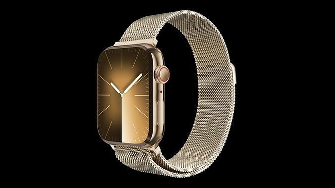 Apple Watch Series 9 Gold Stainless Steel Milanese Loop 3ds Max 3D model