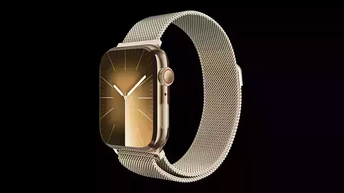 Apple Watch Series 9 Gold Stainless Steel Milanese Loop 3ds Max