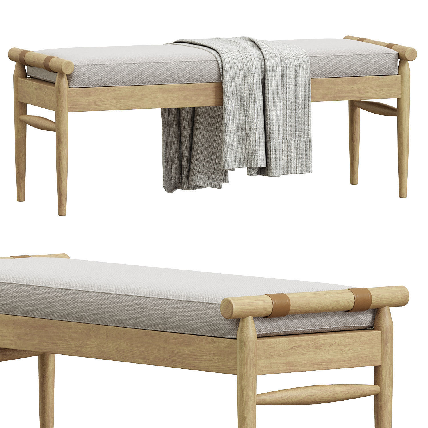 Bench Oatmeal Hearth Hand 3D model_2