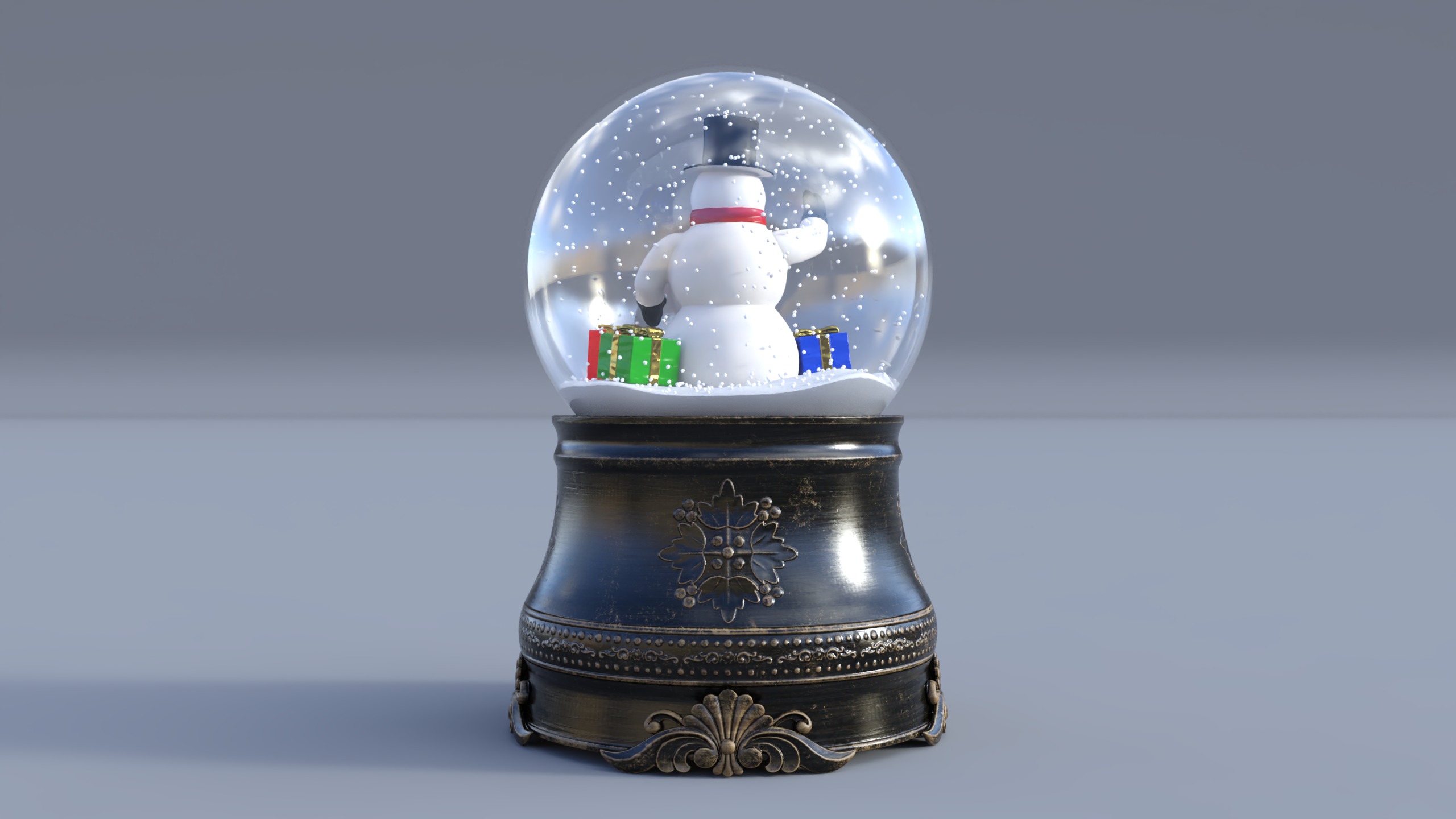 Snow Globe For Christmas Low-poly 3D model_1