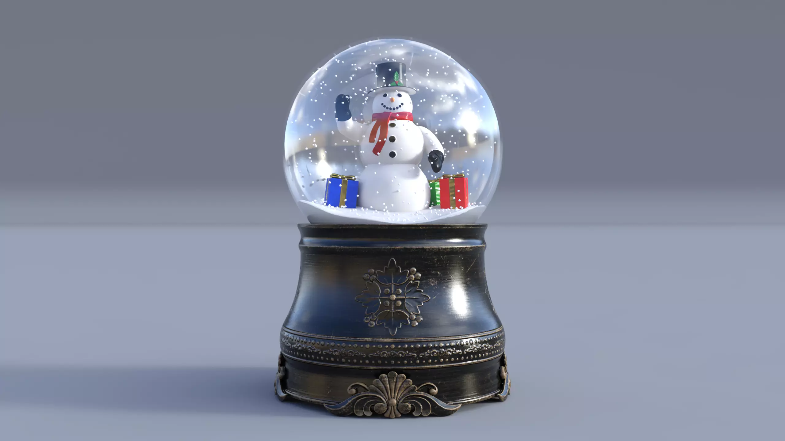 Snow Globe For Christmas Low-poly 3D model_0