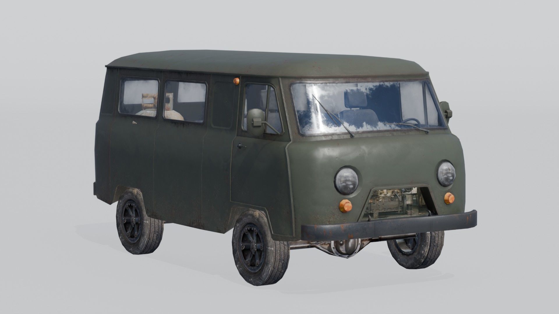Soviet Military Van Low-poly 3D model_2