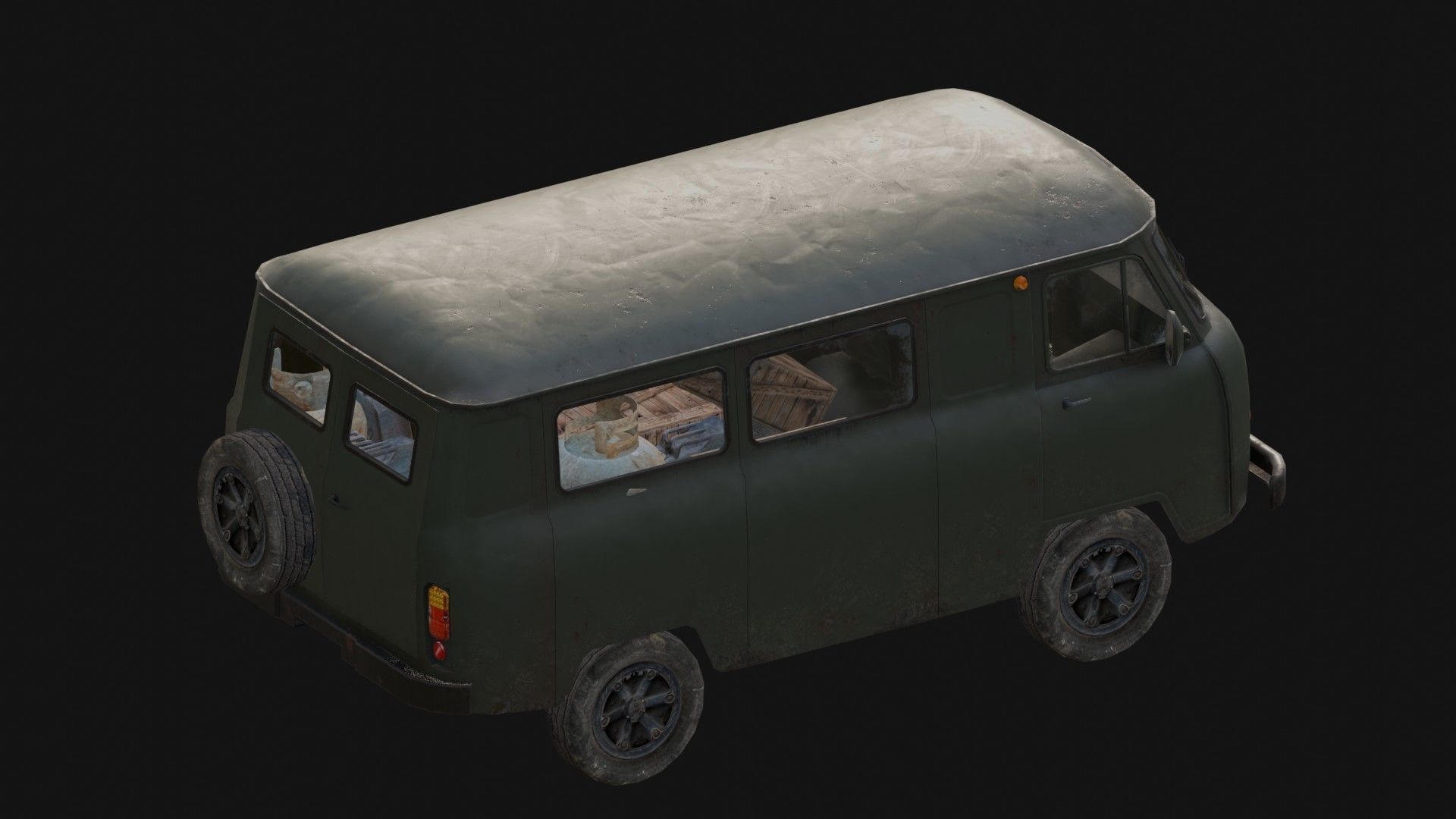 Soviet Military Van Low-poly 3D model_9