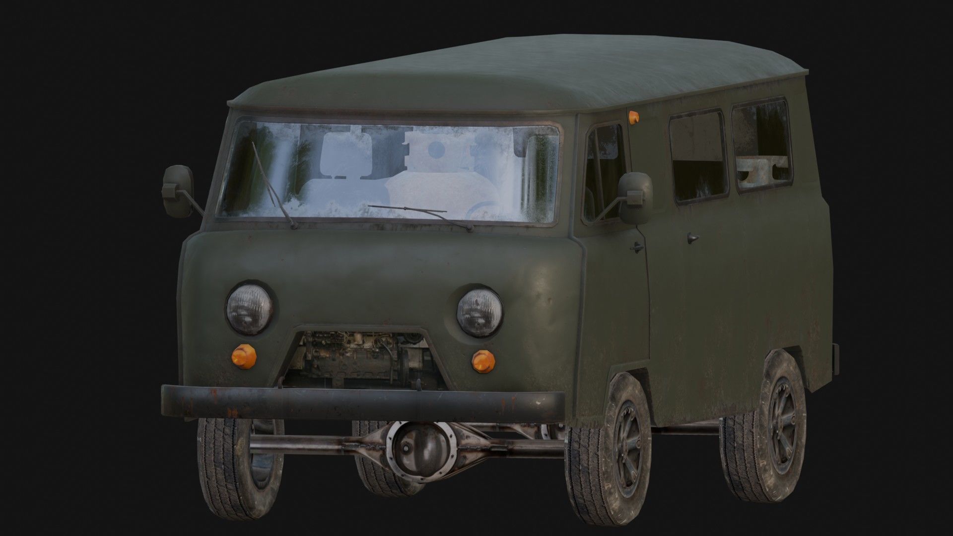 Soviet Military Van Low-poly 3D model_10