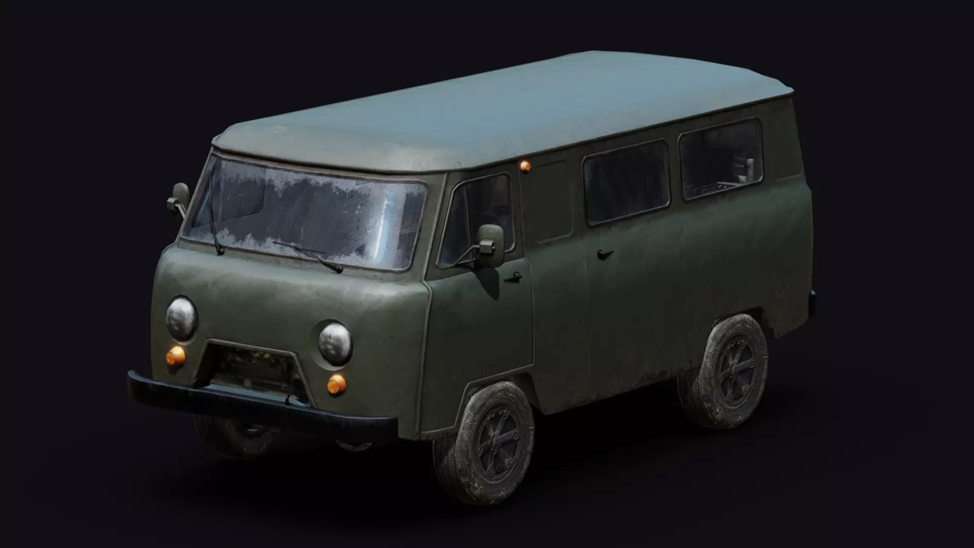 Soviet Military Van Low-poly 3D model_0