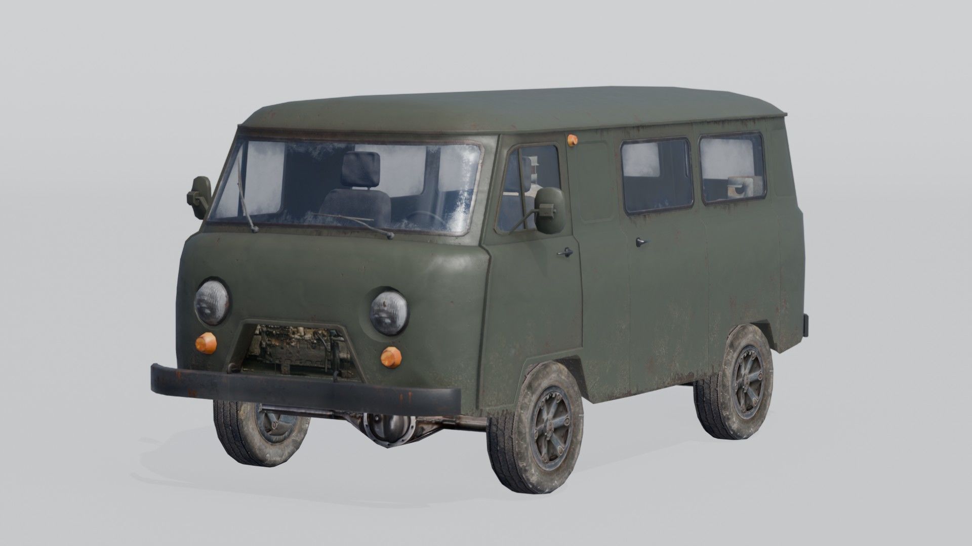 Soviet Military Van Low-poly 3D model_1