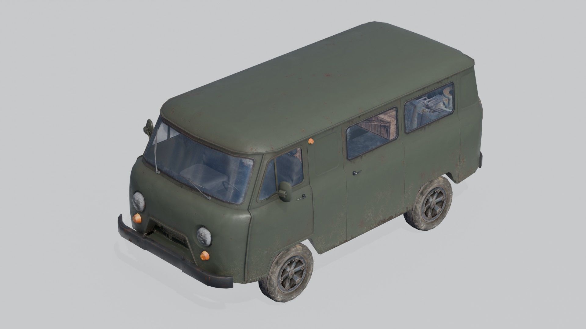 Soviet Military Van Low-poly 3D model_4