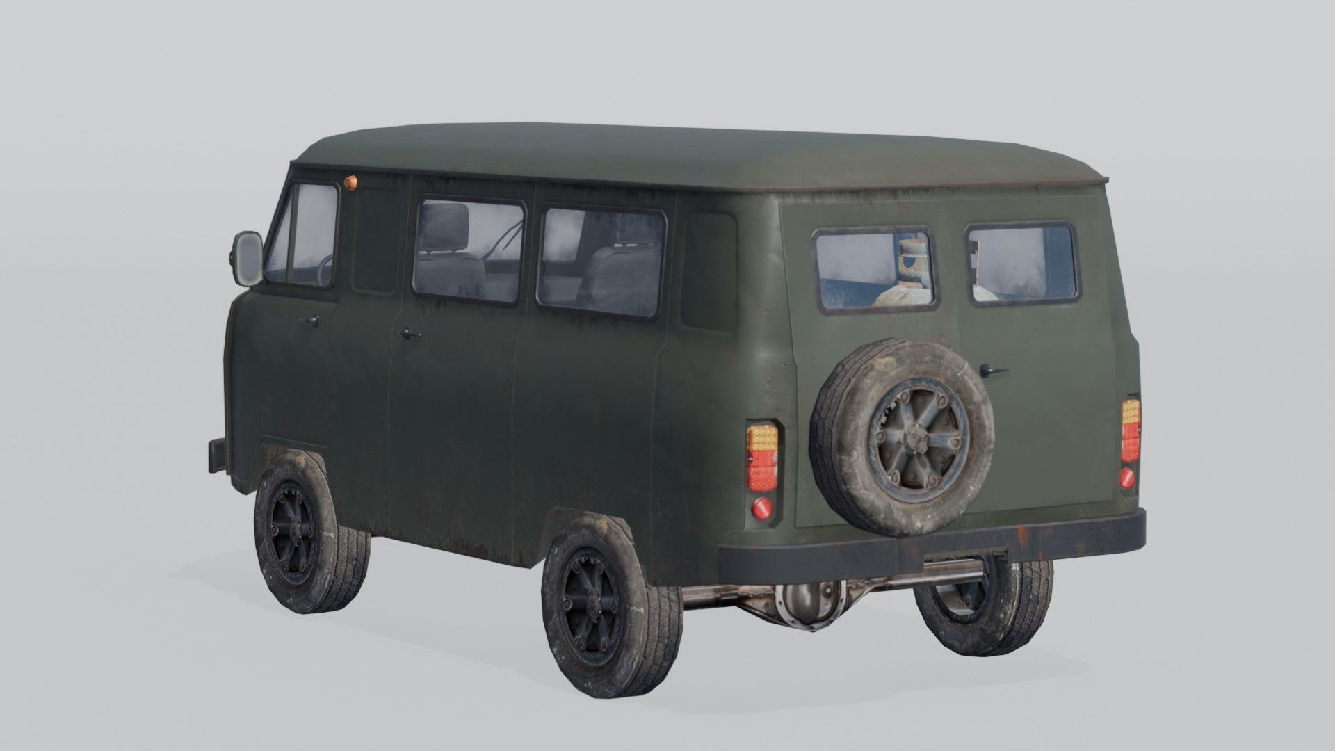 Soviet Military Van Low-poly 3D model_3