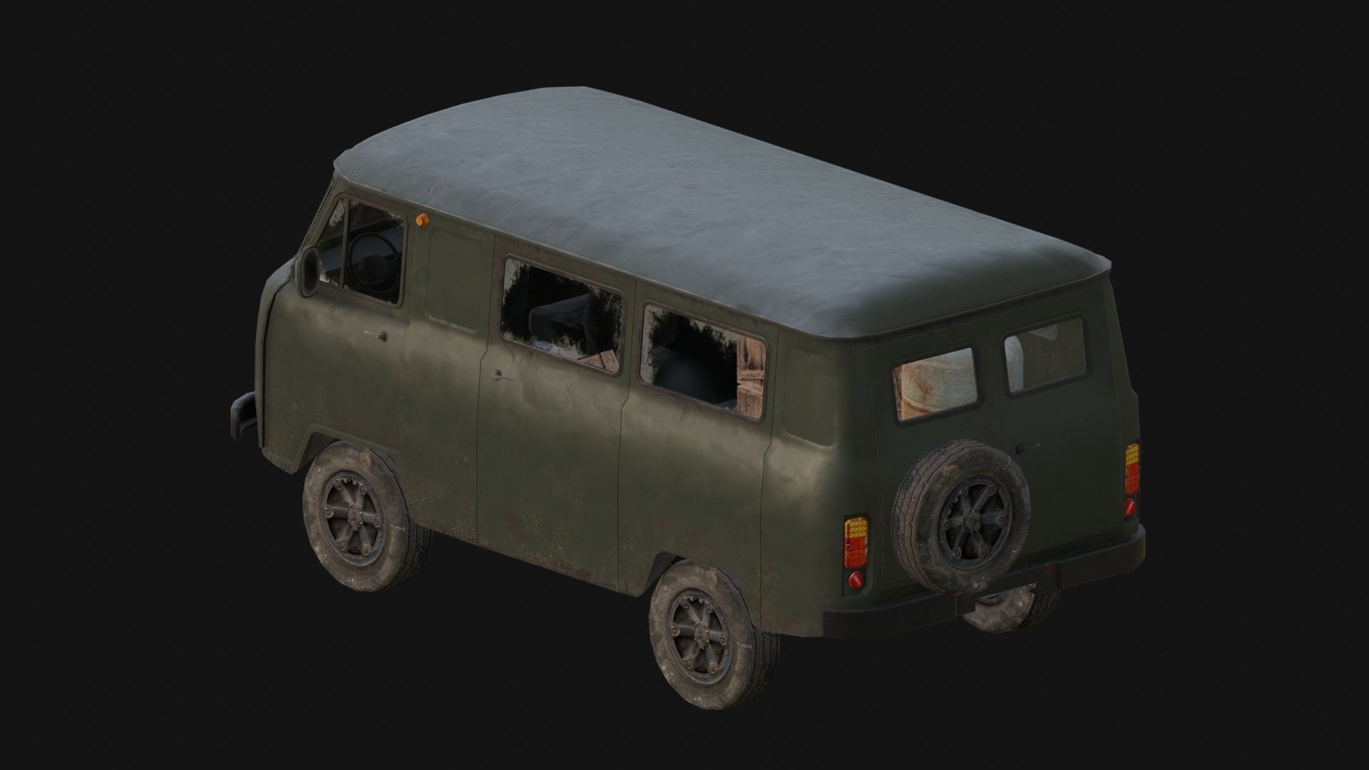 Soviet Military Van Low-poly 3D model_8