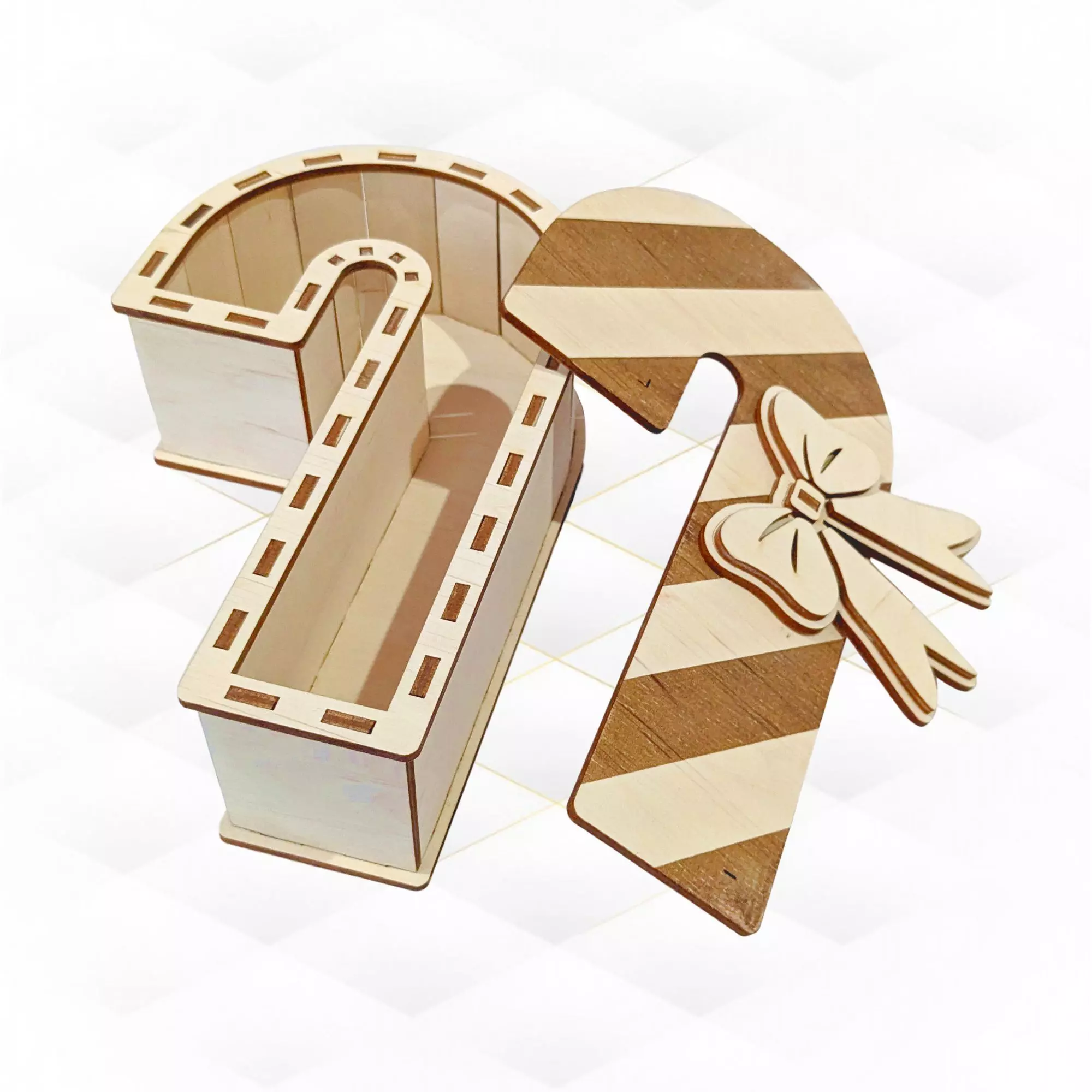 Christmas Candy Box laser cutting design 3D print model_0