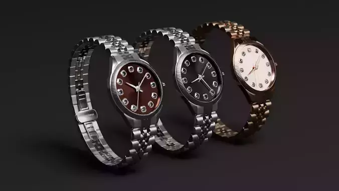 Classic metal Wrist watch 3d model made in blender 3D model