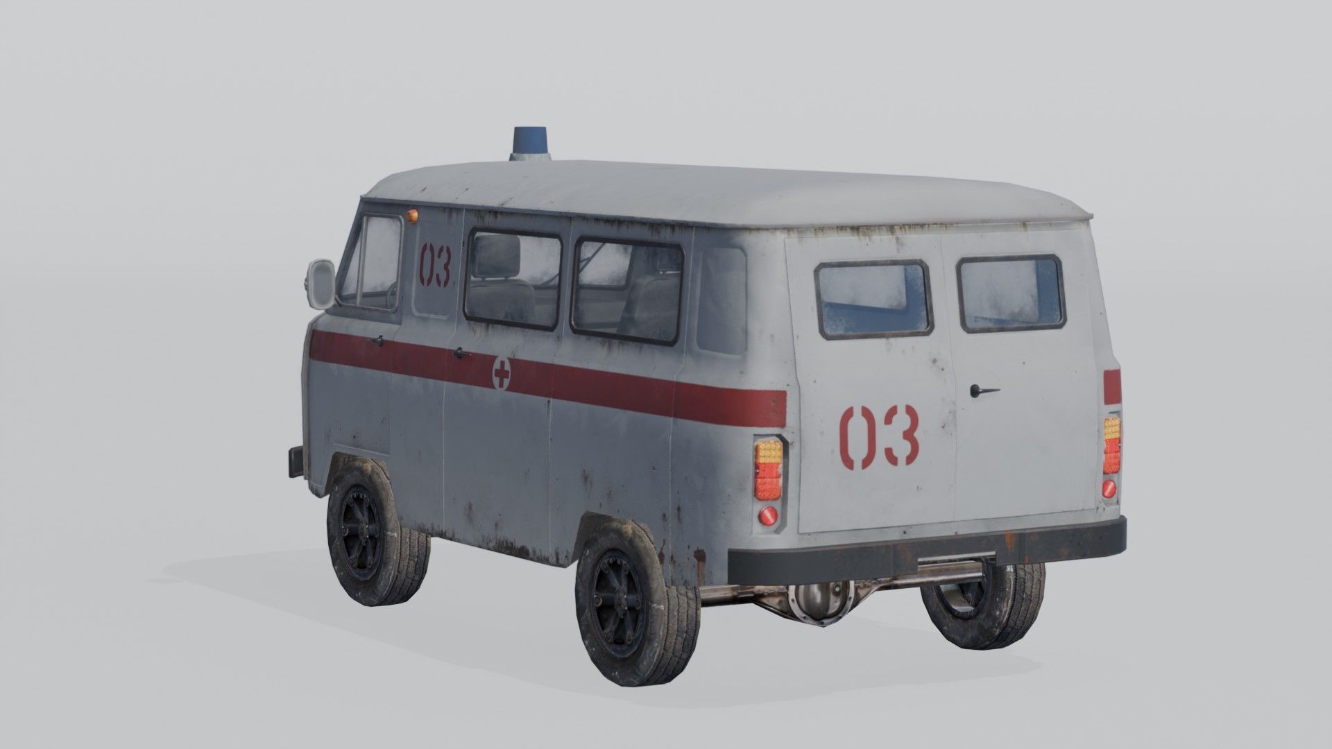Soviet Ambulance Van Low-poly 3D model_3